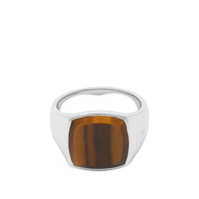 【送料無料】 トムウッド メンズ リング アクセサリー Tom Wood Cushion Tiger Eye Ring 925 Sterling Silver