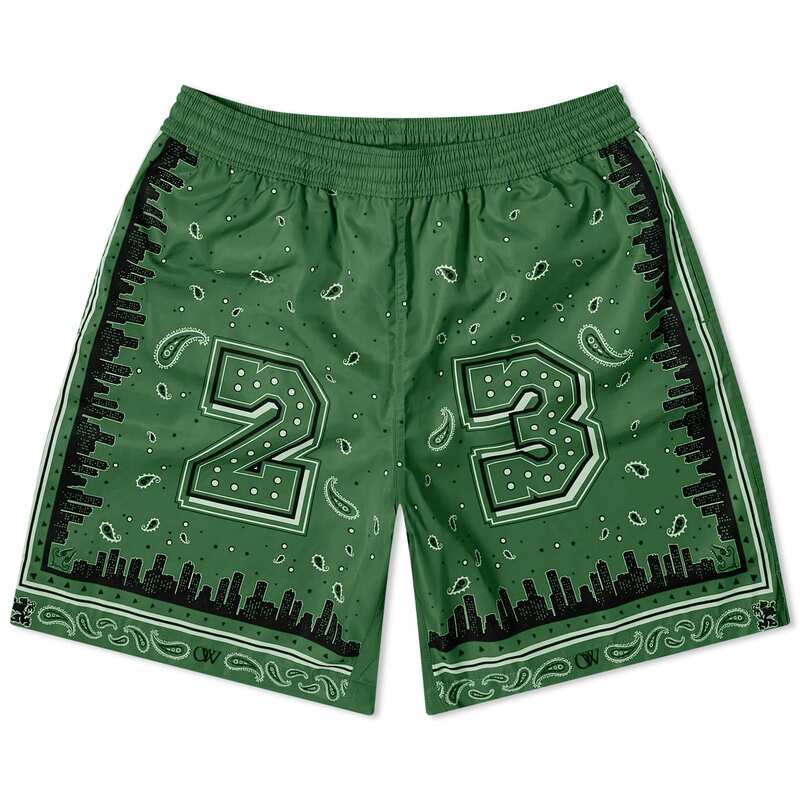 【送料無料】 オフ-ホワイト メンズ ハーフパンツ・ショーツ 水着 Off-White Bandana Swim Shorts Willow Bough