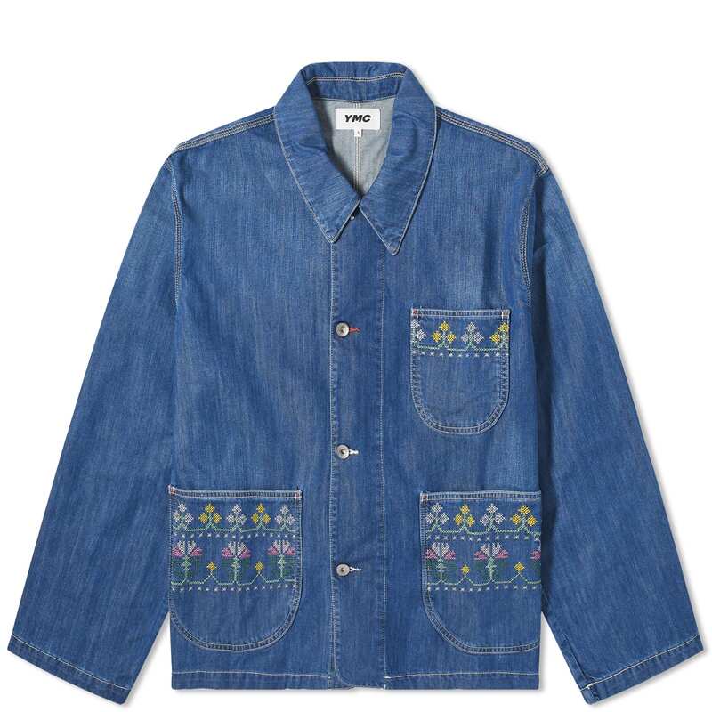  ワイエムシー メンズ ジャケット・ブルゾン アウター YMC Embroidered Labour Chore Denim Jacket Washed Indigo