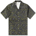  オフィシンジェネレール メンズ シャツ トップス Officine Generale Eren Textured Print Vacation Shirt Olive Green & Black