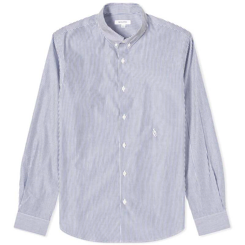 【送料無料】 スポーティ アンド リッチ メンズ シャツ トップス Sporty & Rich Button Down Shirt Navy Stripe