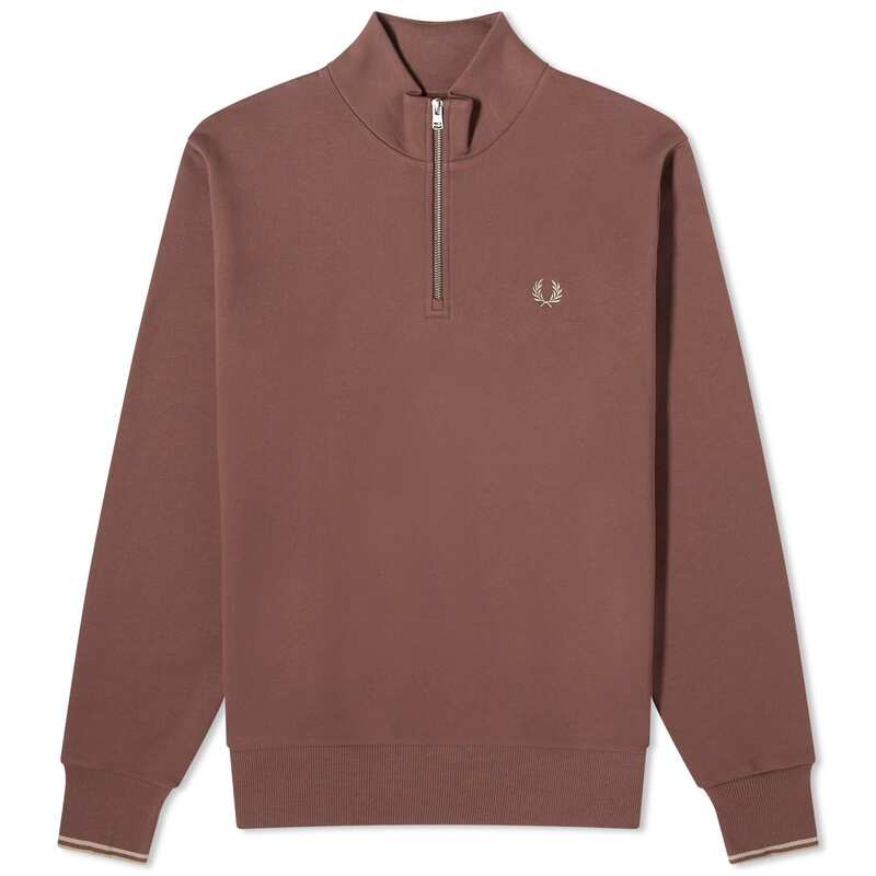 【送料無料】 フレッドペリー メンズ ニット・セーター アウター Fred Perry Half Zip Crew Sweater Carrington Brick