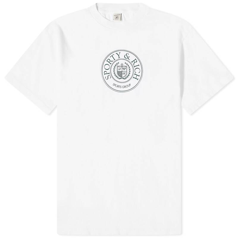 【送料無料】 スポーティ アンド リッチ メンズ Tシャツ トップス Sporty & Rich Conneticut Crest T-Shirt White