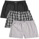     JoNC Y {NT[pc A [EFA CK Underwear Woven Boxer - 3 Pack Black Morgan Plaid & Montague Stripe