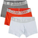 【送料無料】 カルバンクライン メンズ ボクサーパンツ アンダーウェア Calvin Klein Steel Trunk 3-Pack Light Grey Red & Grey