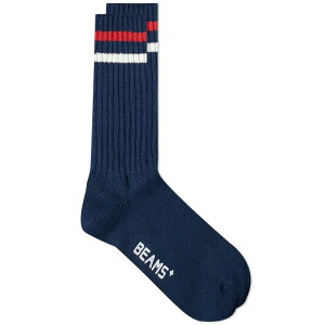 ̵ ӡॹ ץ饹    Beams Plus Schoolboy Sock Navy White & Red