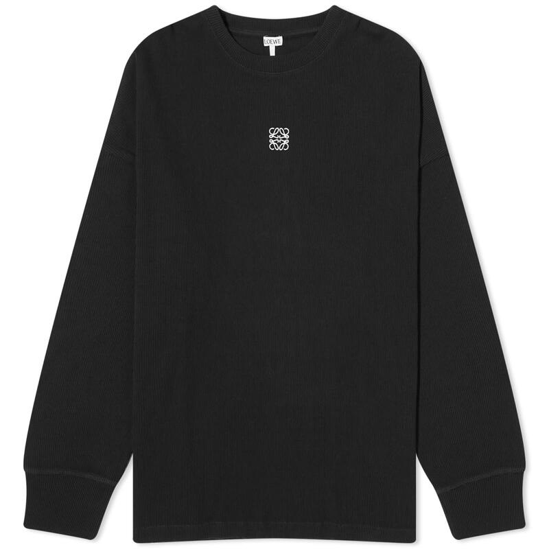 【送料無料】 ロエベ メンズ Tシャツ トップス Loewe Anagram Long Sleeve T-Shirt Black