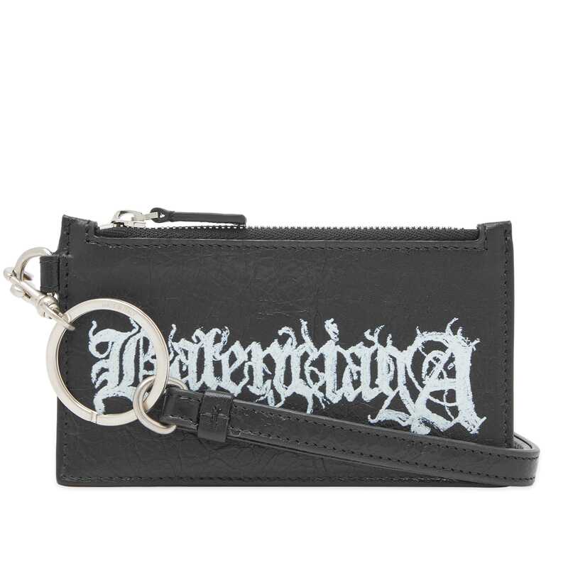 バレンシアガ 財布（メンズ） 【送料無料】 バレンシアガ メンズ 財布 アクセサリー Balenciaga Metal Logo Lanyard Card Case Black & Light White