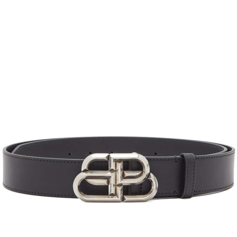 バレンシアガ 【送料無料】 バレンシアガ メンズ ベルト アクセサリー Balenciaga BB Signature Logo Silver Belt Black