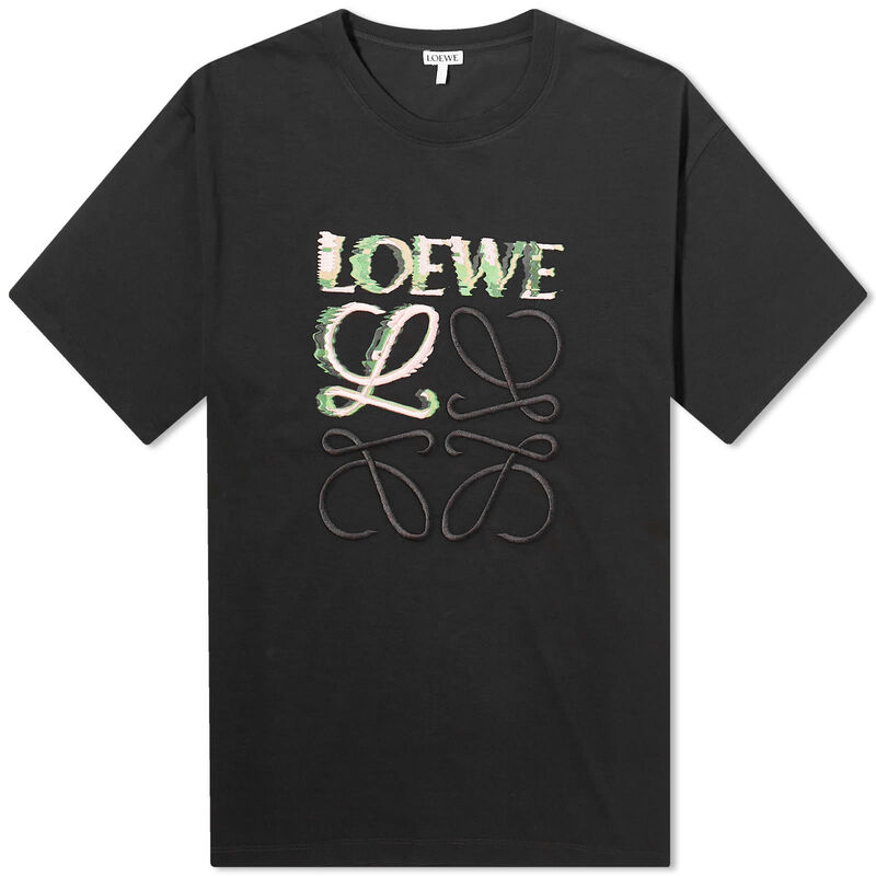 【送料無料】 ロエベ メンズ Tシャツ トップス Loewe Distorted Logo T-Shirt Black & Multi