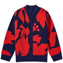 サカイ 【送料無料】 サカイ メンズ ニット・セーター カーディガン アウター Sacai Floral Embroidered Patch Cardigan Navy & Red