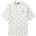 yz tbhy[ Y Vc gbvX Fred Perry Geometric Short Sleeve Vacation Shirt Ecru