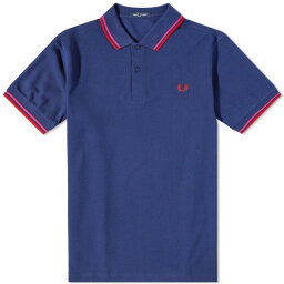 【送料無料】 フレッドペリー メンズ ポロシャツ トップス Fred Perry Authentic Slim Fit Twin Tipped Polo Navy & Red