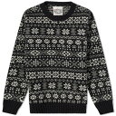 yz W~[\YIuVFgh Y jbgEZ[^[ AE^[ Jamieson's of Shetland Snowflake Fair Isle Crew Knit Black & White