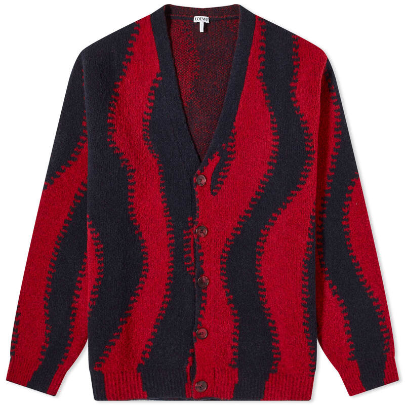 ̵   ˥åȡ ǥ  Loewe Wave Cardigan Navy & Red