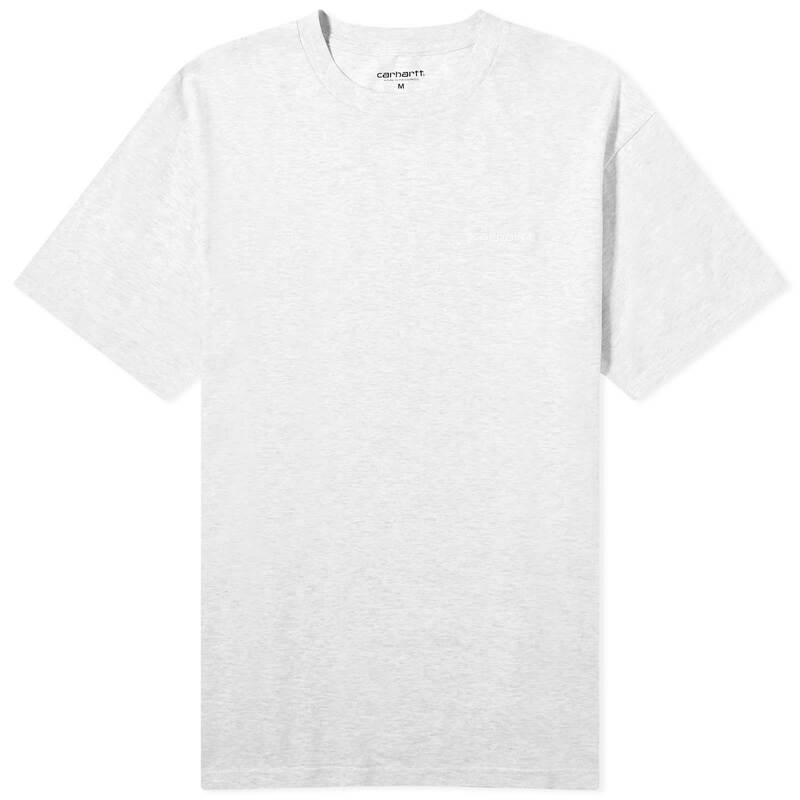  カーハート メンズ Tシャツ トップス Carhartt WIP Script Embroidery T-Shirt Ash Heather & White