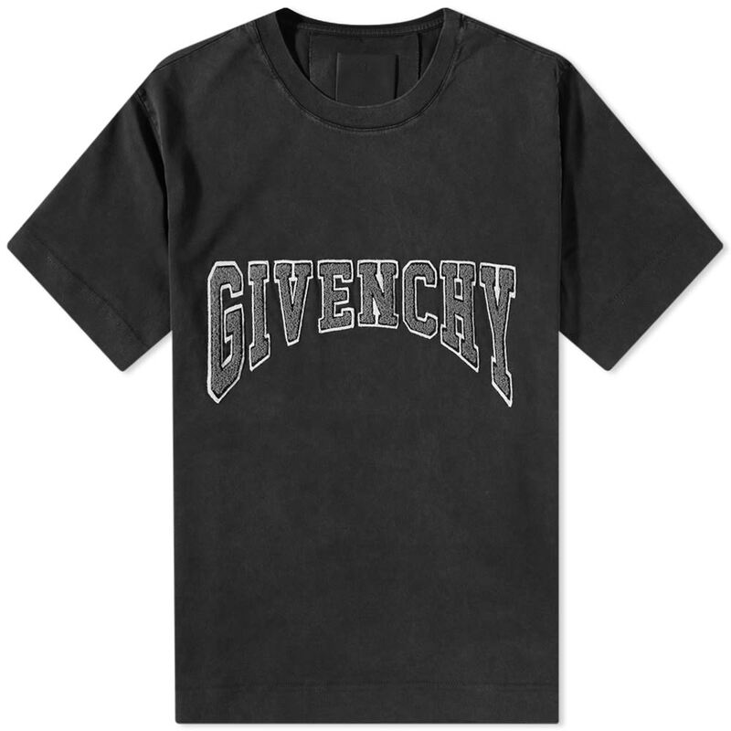 【送料無料】 ジバンシー メンズ Tシャツ トップス Givenchy Embroidered College Logo Tee Faded Black
