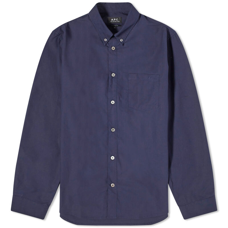 【送料無料】 アーペーセー メンズ シャツ トップス A.P.C. Edouard Button Down Logo Shirt Dark Navy