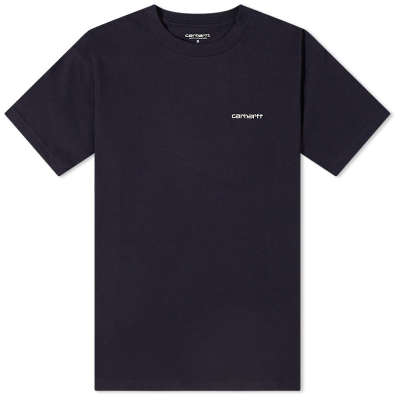 【送料無料】 カーハート メンズ Tシャツ トップス Carhartt WIP Script Embroidered T-Shirt Dark Navy & White