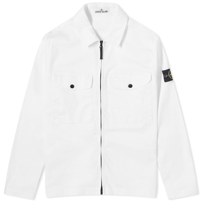 ストーンアイランド 【送料無料】 ストーンアイランド メンズ ジャケット・ブルゾン アウター Stone Island Stretch Cotton Double Pocket Shirt Jacket White