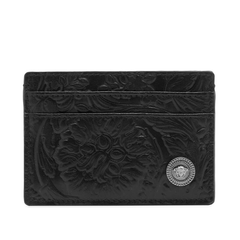 ヴェルサーチ 財布（レディース） 【送料無料】 ヴェルサーチ メンズ 財布 アクセサリー Versace Barocco Embossed Leather Card Holder Ruthenium