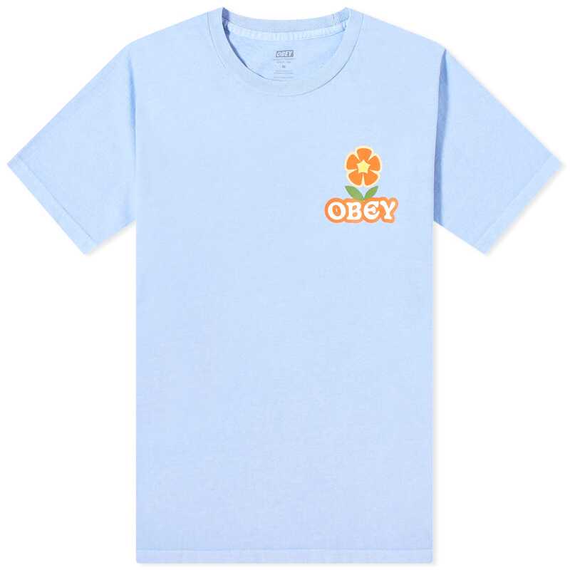 【送料無料】 オベイ メンズ Tシャツ トップス Obey Make Art Not War Flower T-Shirt Pigment Hydrangea