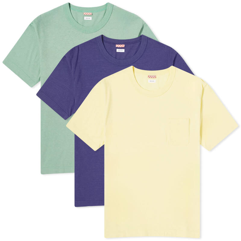  ビズビム メンズ Tシャツ トップス Visvim Sublig Jumbo T-Shirt - 3 Pack Green Navy Yellow