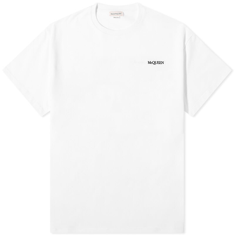 【送料無料】 アレキサンダー マックイーン メンズ Tシャツ トップス Alexander McQueen Embroidered Logo T-Shirt White