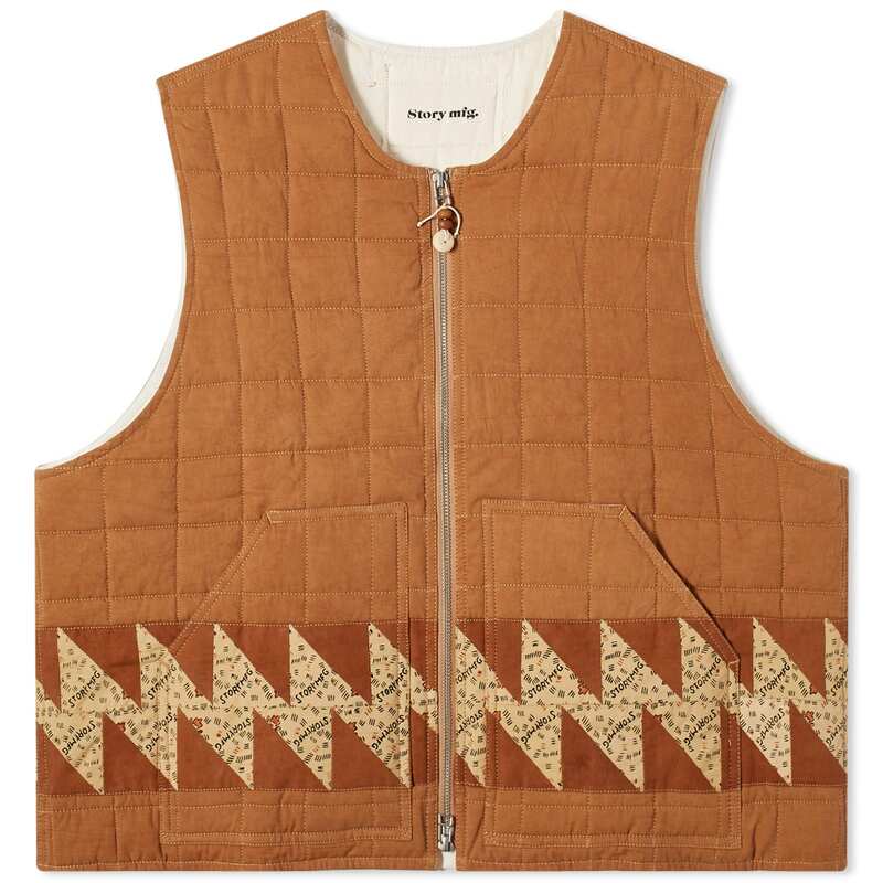 【送料無料】 ストーリーエムエフジー メンズ ベスト アウター Story mfg. Saturn Vest Brown Lightning