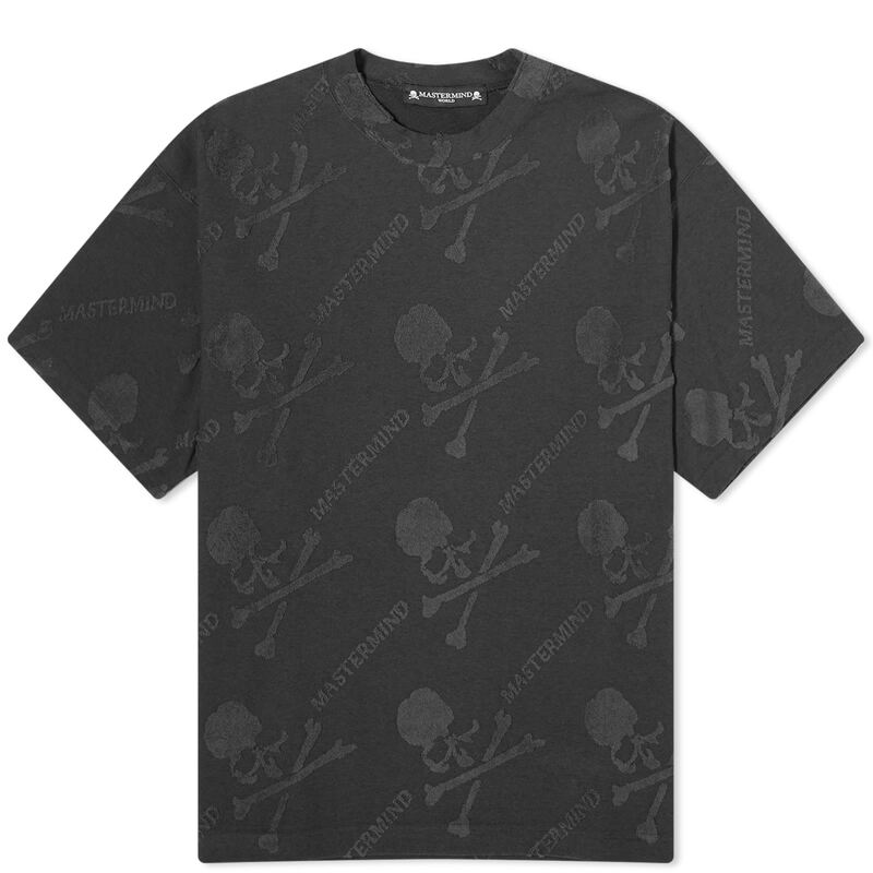  マスターマインド メンズ Tシャツ トップス MASTERMIND WORLD Pile Monogram T-Shirt Black