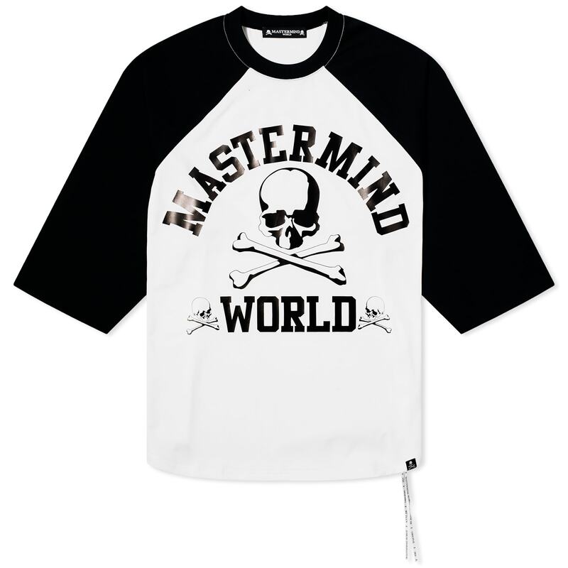 【送料無料】 マスターマインド メンズ Tシャツ トップス MASTERMIND WORLD Long Sleeve College Logo T-Shirt Black White