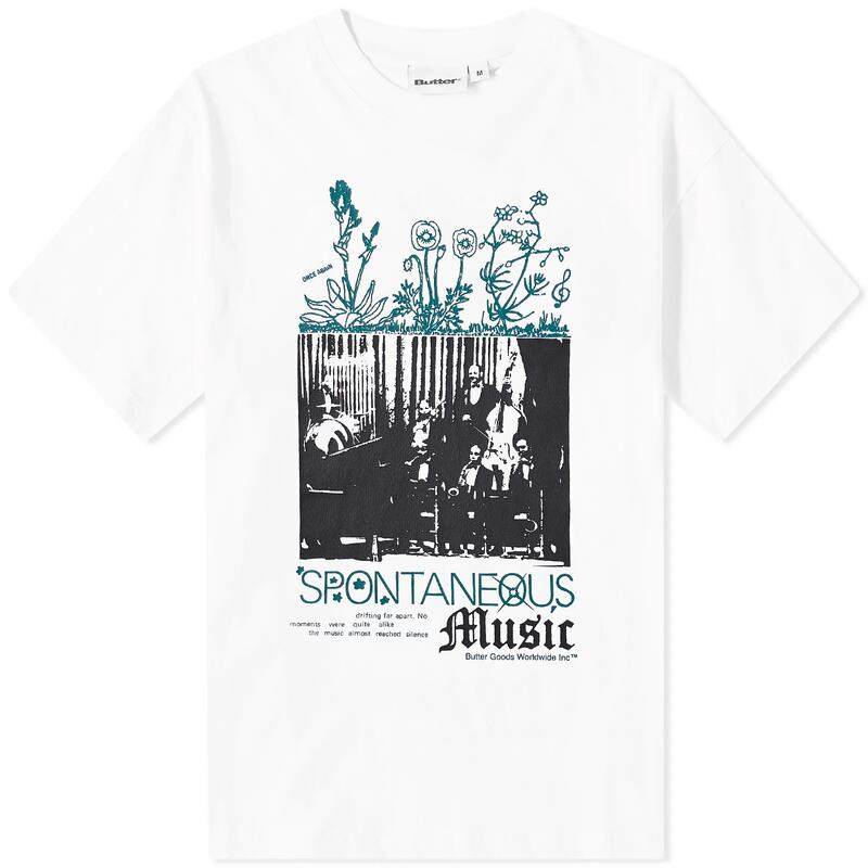 楽天ReVida 楽天市場店【送料無料】 バターグッズ メンズ Tシャツ トップス Butter Goods Spontaneous Music T-Shirt White