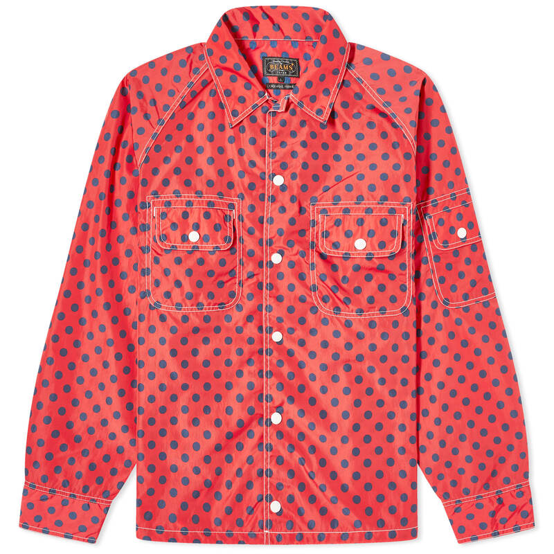 【送料無料】 ビームス プラス メンズ ジャケット・ブルゾン アウター Beams Plus Polka Dot Sports Shirt Jacket Red