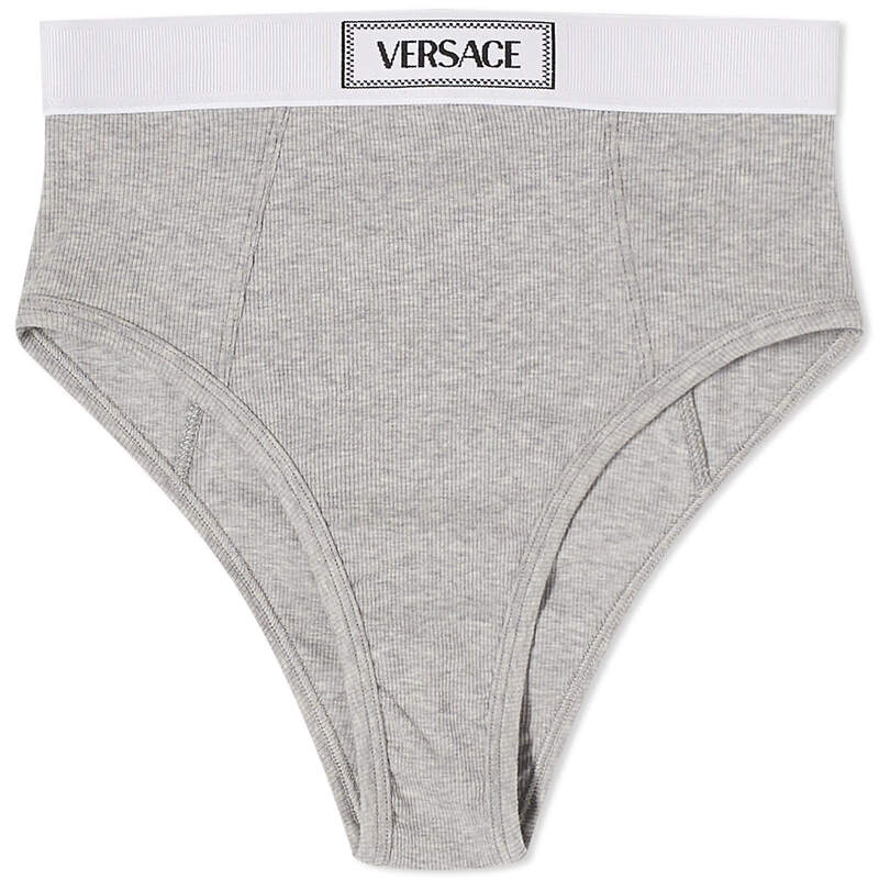 versace 【送料無料】 ヴェルサーチ レディース パンツ アンダーウェア Versace High Rise Logo Briefs Grey Melange