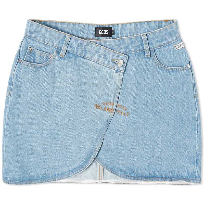 【送料無料】 ジーシーディーエス レディース スカート ボトムス GCDS Comma Denim Skirt Light Blue