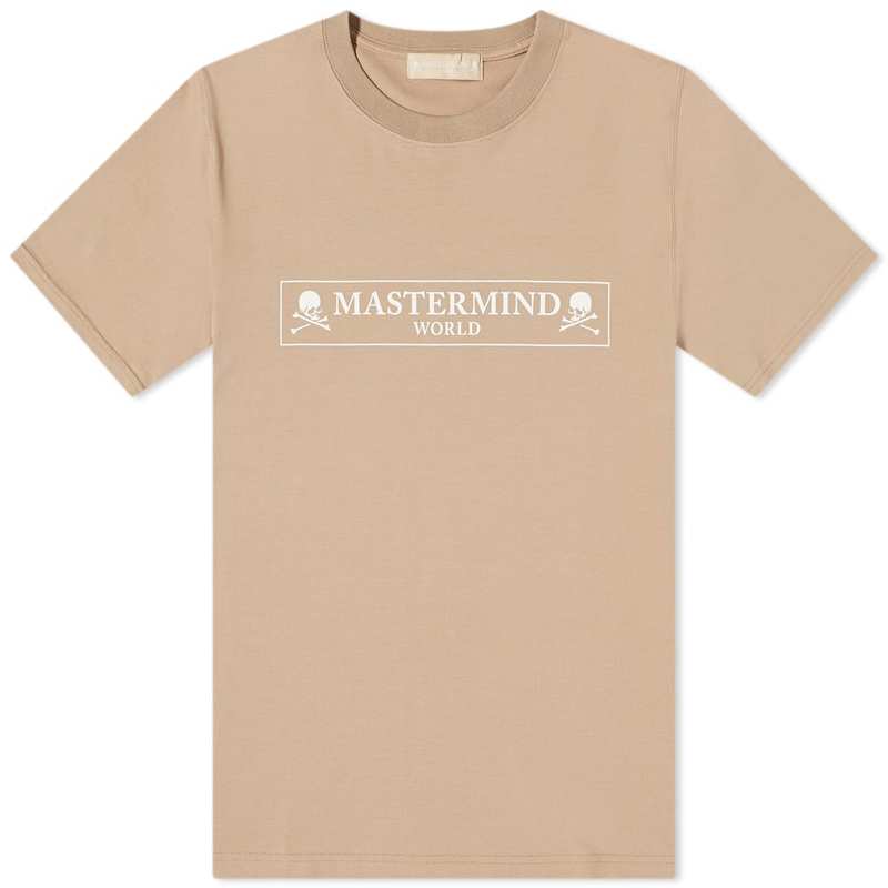 マスターマインド メンズ Tシャツ トップス MASTERMIND WORLD Regular Box Logo Tee Beige
