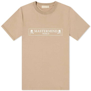 マスターマインド メンズ Tシャツ トップス MASTERMIND WORLD Regular Box Logo Tee Beige