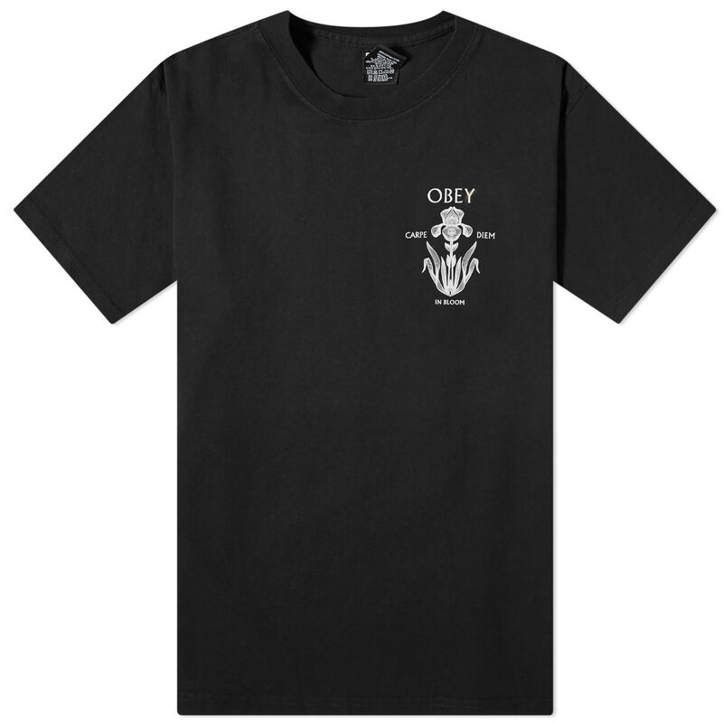 【送料無料】 オベイ メンズ Tシャツ トップス Obey Iris In Bloom T-Shirt Black