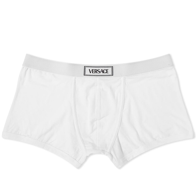 versace 【送料無料】 ヴェルサーチ メンズ ボクサーパンツ アンダーウェア Versace Logo Boxer Trunk White