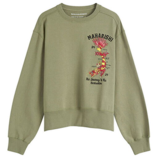 【送料無料】 マハリシ メンズ パーカー・スウェット アウター Maharishi Dragon Map Vintage Crew Sweat Olive 【送料無料】 マハリシ メンズ パーカー・スウェット アウター Maharishi Dragon Map Vintage Crew Sweat Olive