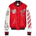 【送料無料】 オフ-ホワイト メンズ ジャケット・ブルゾン アウター Off-White Scorpio Wool Varsity Jacket Red & W...