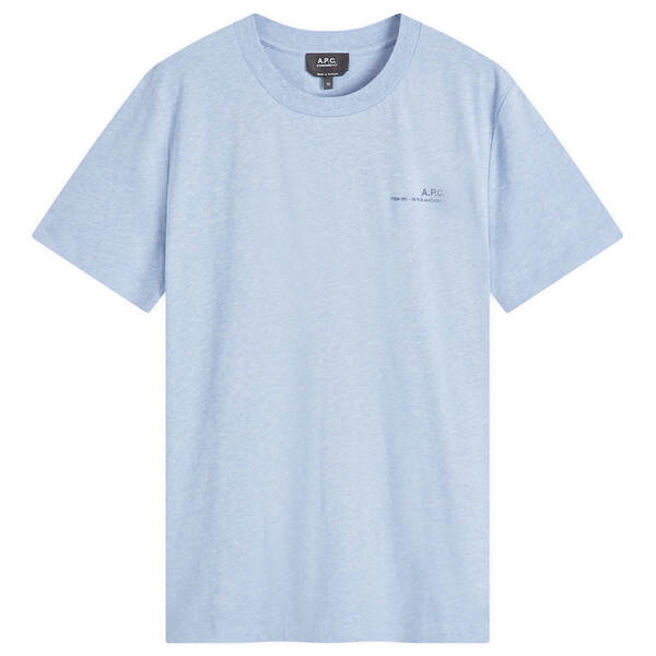 【送料無料】 アーペーセー メンズ Tシャツ トップス A.P.C. Item Logo T-Shirt Sky Blue Marl