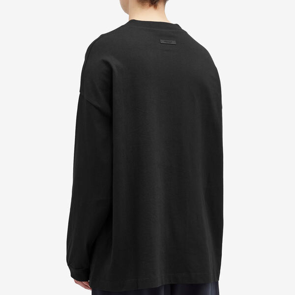 【送料無料】 フィアオブゴッド メンズ Tシャツ トップス Fear of God ESSENTIALS Crest Logo Long Sleeve T-Shirt Black