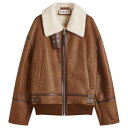 【送料無料】 ロエベ メンズ ジャケット・ブルゾン アウター Loewe Shearling Aviator Jacket White & Camel