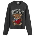 【送料無料】 ガニー レディース ニット・セーター アウター GANNI Graphic Wool Mix Bear Jumper Gray Quill