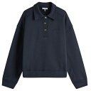 【送料無料】 ガニー レディース ポロシャツ トップス GANNI Heavy Fleece Drop Shoulder Polo Sky Captain