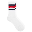 【送料無料】 スポーティ アンド リッチ レディース 靴下 アンダーウェア Sporty & Rich Serif Logo Striped Socks Whi...