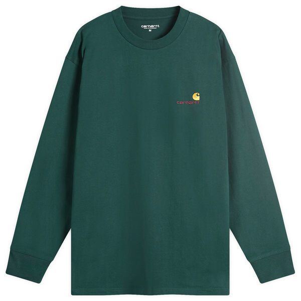 【送料無料】 カーハート メンズ Tシャツ トップス Carhartt WIP Long Sleeve American Script T-Shirt Conifer