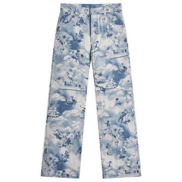 オフ-ホワイト レディース ボトムス デニムパンツ ジーンズ Off-White Fresco Tapestry Wide 5 Pocket ..