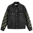 【送料無料】 オフ-ホワイト メンズ ジャケット・ブルゾン アウター Off-White Diagonal Outline Denim Jacket Vinta...